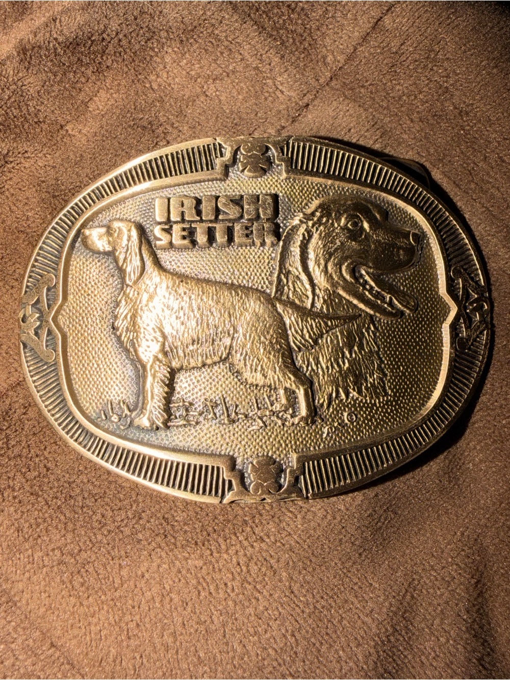 Irish Setter Brass Belt Buckle - Classic Dog Design
